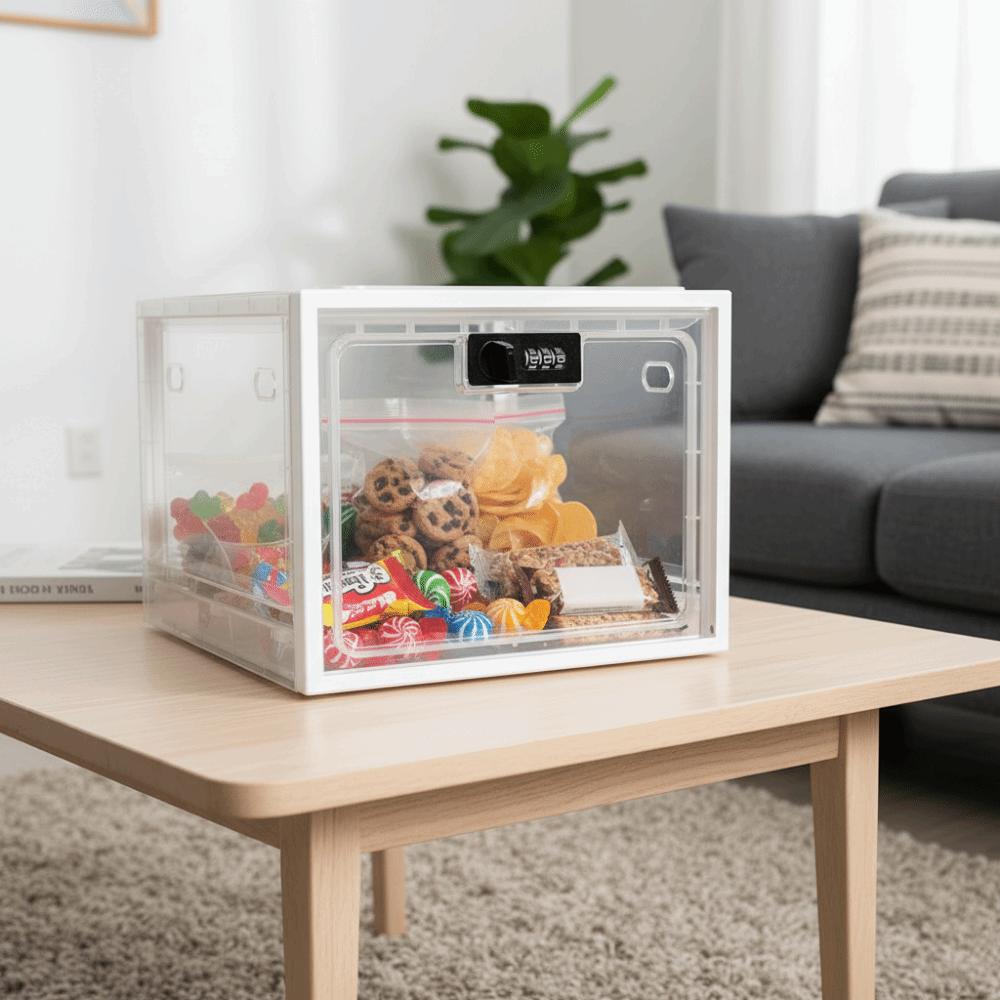 Large Capacity Clear Locking Box 3-Digit Combination Transparent Lockable Storage Box Plastic Refrigerator Food Storage Box