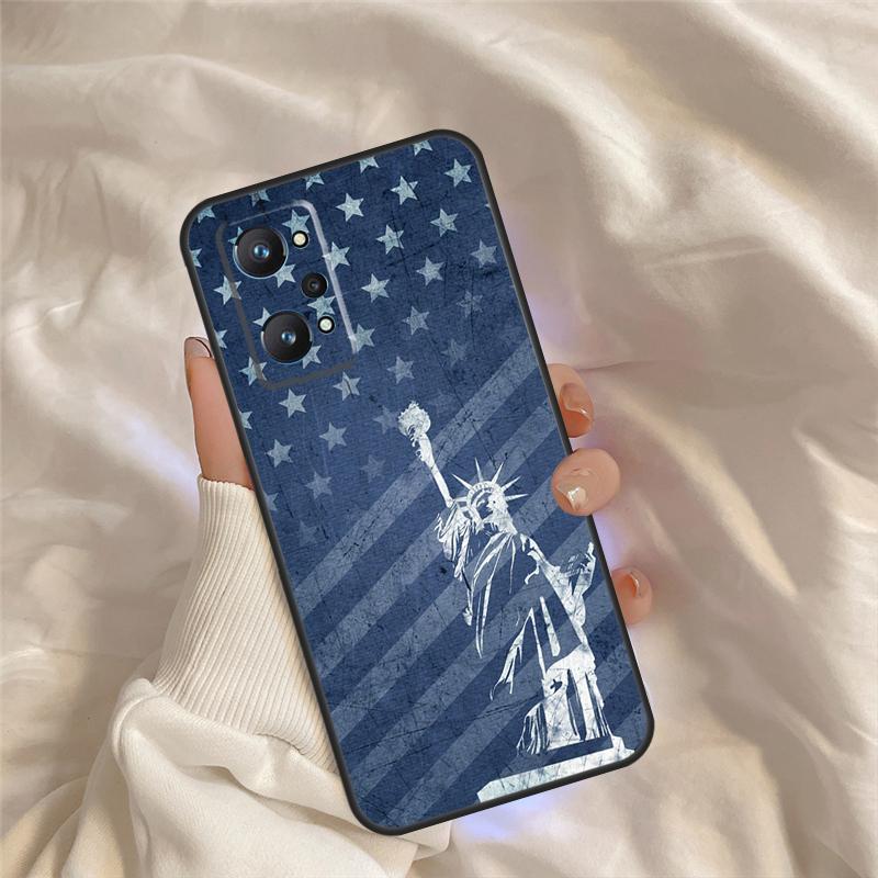 America Flag Statue of Liberty Case For Realme C71 C55 C67 C51 C75 C63 C61 C65 C53 C35 11 12 13 14 Pro Plus GT6 GT7 15 Pro
