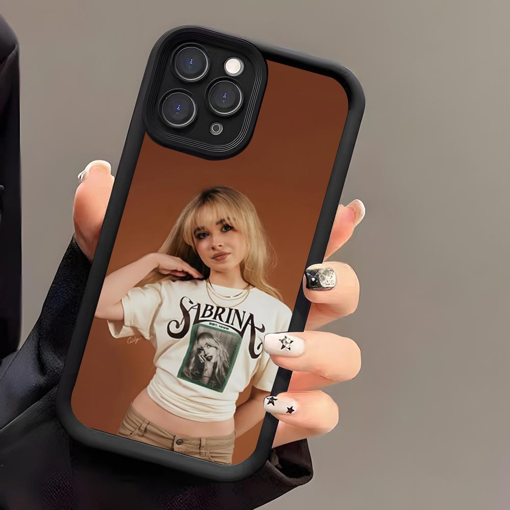 Please S-Sabrina C-Carpenter Phone Case For IPhone 17 Air 16 E 15 14 Plus 13 12 11 Pro Max Black Sky Eye Stepped Protective Case