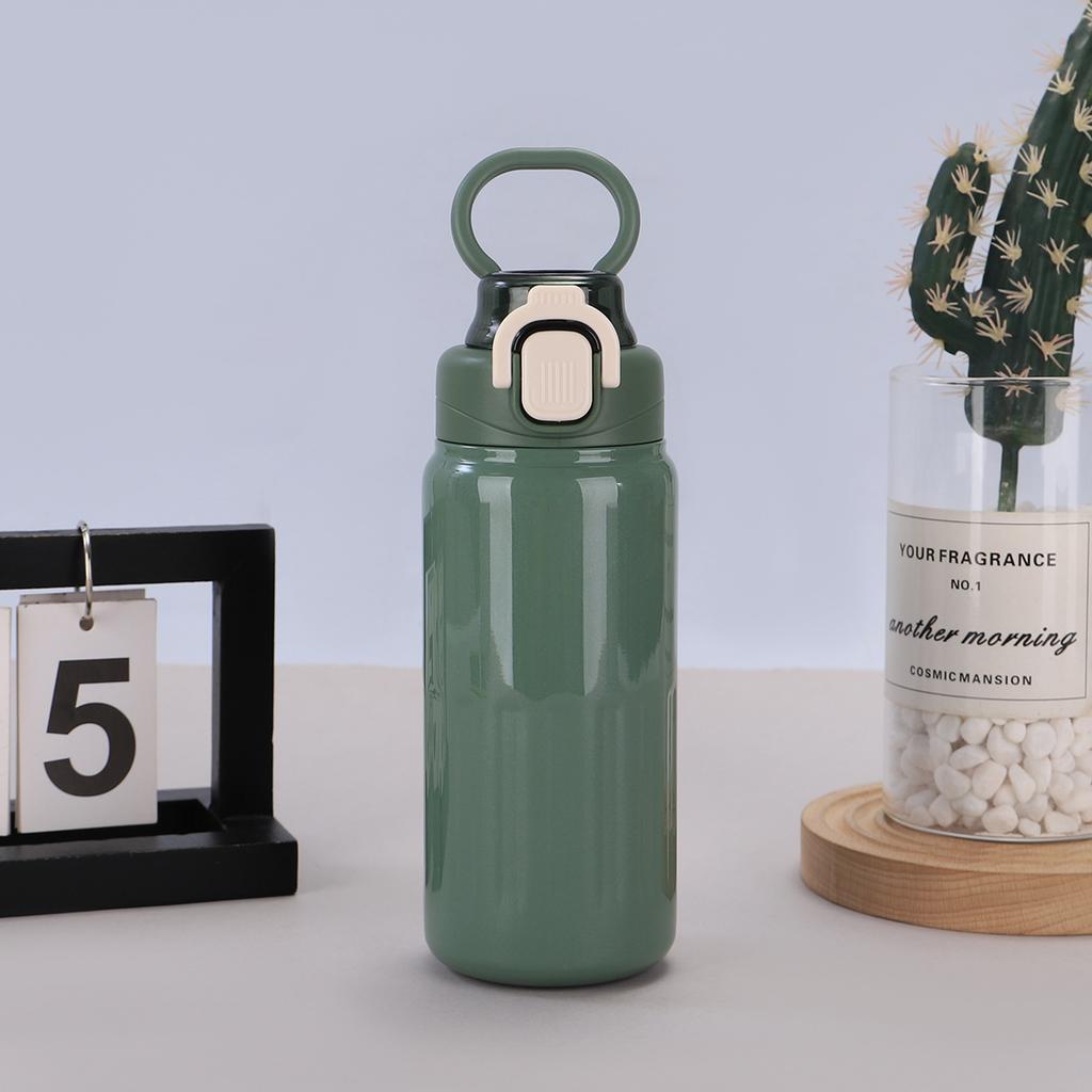 High-value double drinking cup 316 stainless steel double-layer vacuum straw thermos cup will carry a ring sports kettle