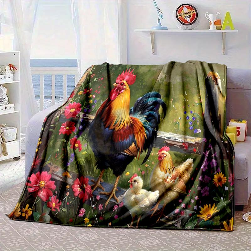 Hahn Im Vintage-Garten Decke Flanelldecke Überwurfdecke Sofabezug Decke Weiche Premium-Decke Picknickdecke Fernsehendecke Geschenke