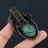 Tri Color Labradorite Pendant, Handmade Gemstone Pendant, 999 Copper Wire Wrapped Pendant Antique Jewelry, For Engagement Gift