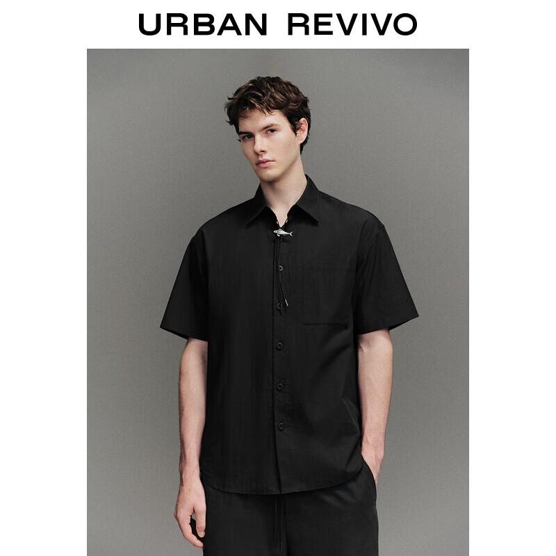 UR Men s Necklace Style Short Sleeve Lapel Shirt M