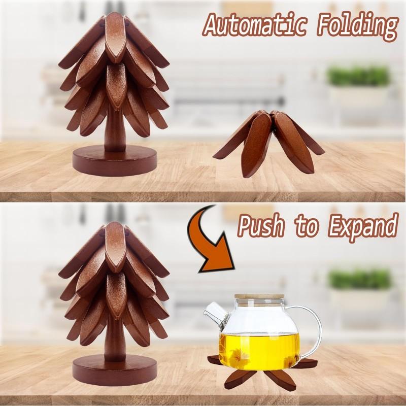 Table Mat Coaster Wood Placemats Tree Design Stand Bamboo Wooden Trivets Decorative Anti Scald Heat Resistant Wooden Mats