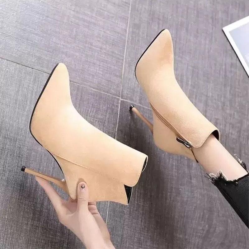 Short Boots Women 2026 Autumn/Winter High Heel Shoes Sexy Black Stiletto Pointed Toe Side Zipper Botines Casual Botas De Mujer