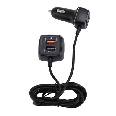 Carregador USB Rápido para Carro 60W 4 Portas QC3.0 Multifuncional para Telefone Assento Dianteiro Traseiro