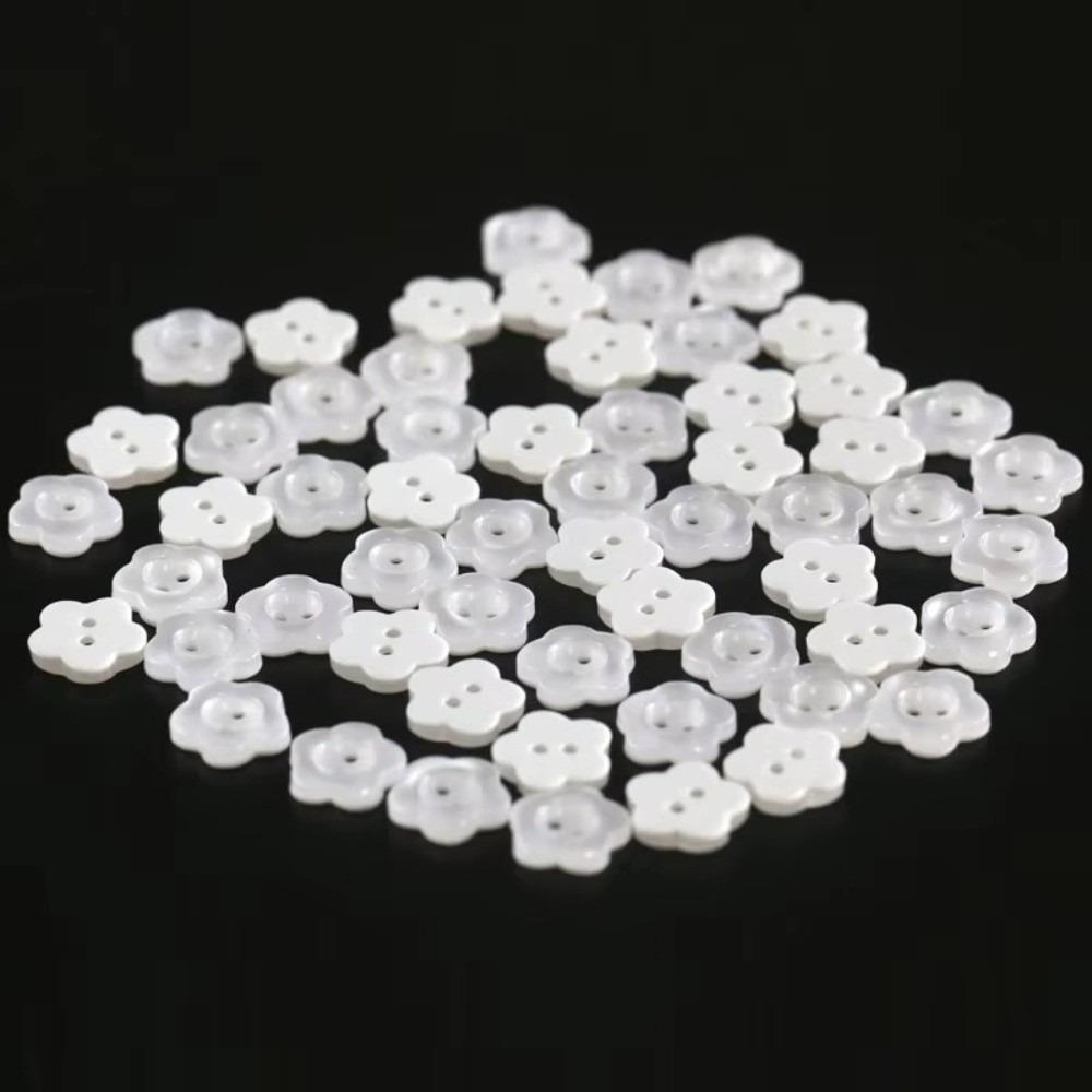 Round Flower Shape Buttons Pearlescent 11mm Decorative Buttons Two Holes Sewing Accessories Scrapbook Decoration