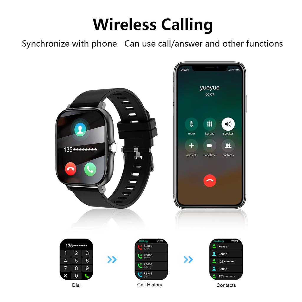 Smart watch wireless calling/dial Sport mode calling reminder and rejection fitness monitoring for /Android