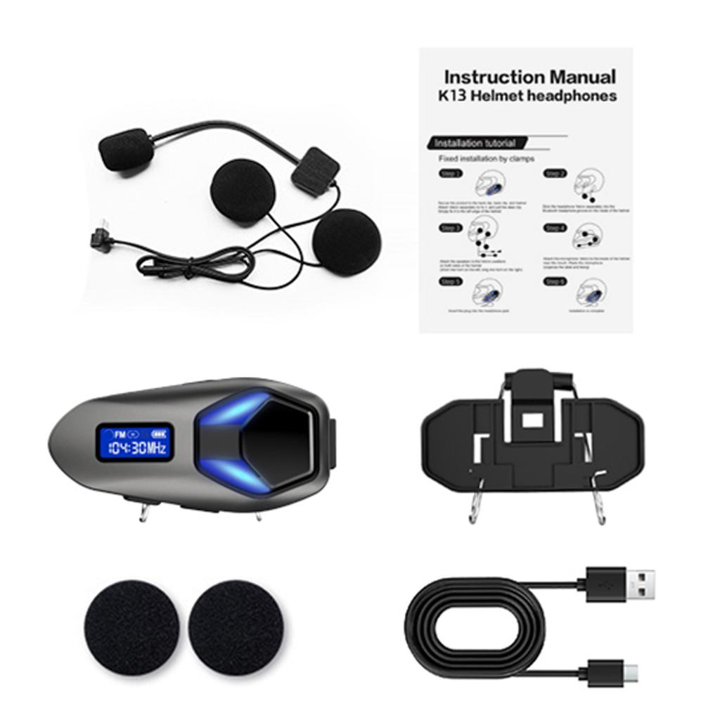 Helmet BT Headset with FM Radio Support Two Way Intercom RGB Lights IP65 Rainproof for Motorcycle Bike