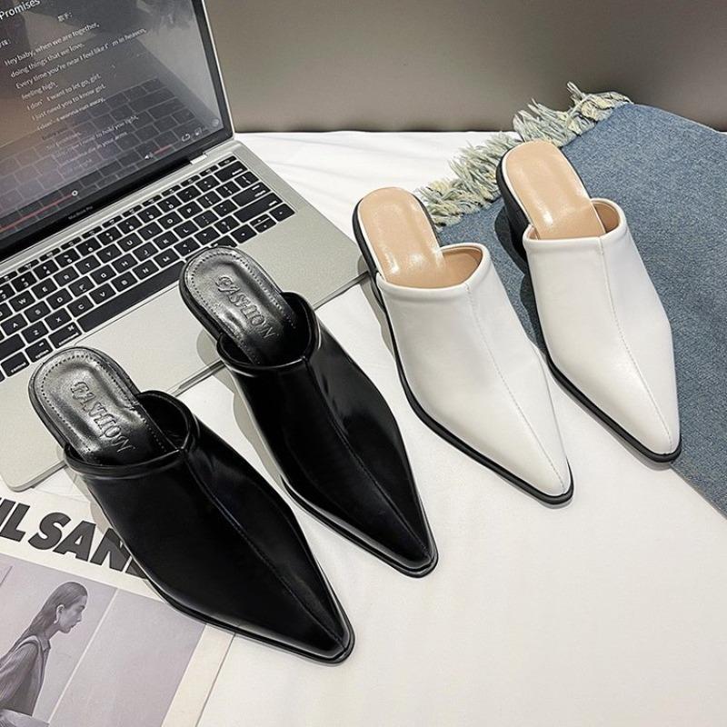 Pantofi Saboți Pentru Femei 2024 Papuci Mocasini Casual Pantofi de Casă Diapozitive Vârf Pătrat Toc Mic Tip Pană Lux Nou Tocuri Bloc Acoperire Fashio