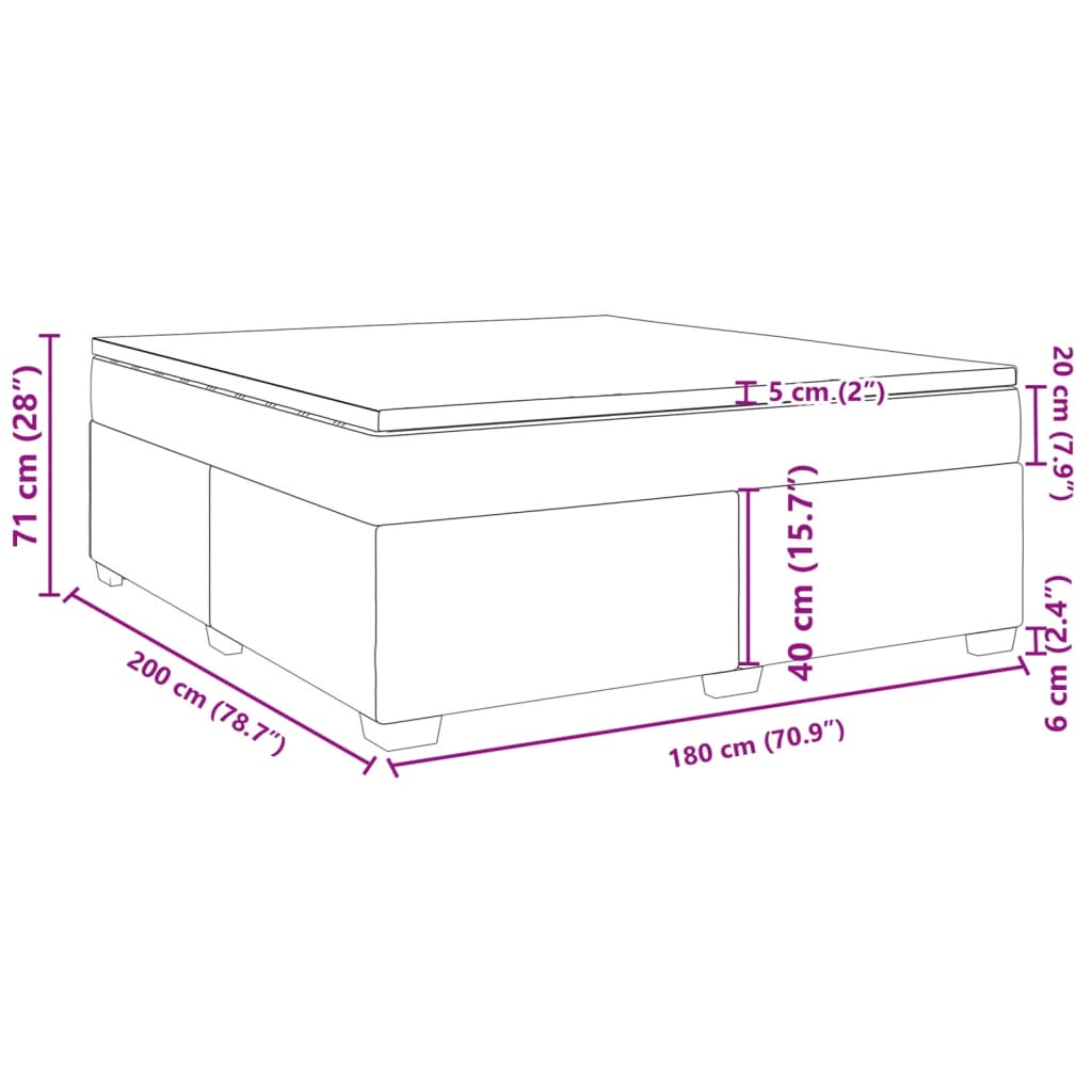Box Spring Bed with Mattress Black 180 X 200 Cm Velvet