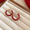 Silver Needle New Year's Red Zircon Geometric Earrings Retro Fashion Temperament Versatile Earrings Light Luxury Premium Earrings Women