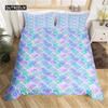 Fish Scales Quilt Cover Pink Mermaid Scales Colorful Bedding Sets Cozy Microfiber Fabric Quilt Cover for Girls Gifts Sleep Bedding Package Decoration