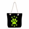 Multifunctional Dog Paws Printed Thick Rope Shoulder Beach Bag Casual Large Capacity Handbag 7601