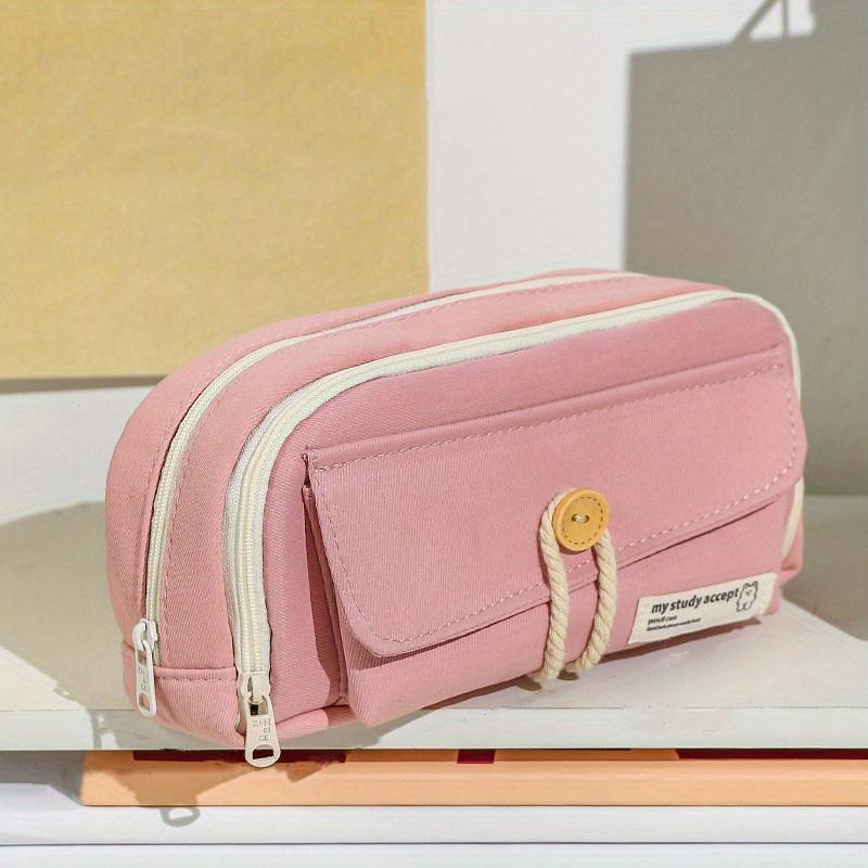 Student Cute Pencil Bag Button Cotton Cord Cloth Stationery Bag School Supplies Large Capacity Storage Bag DIY Children Pen Case