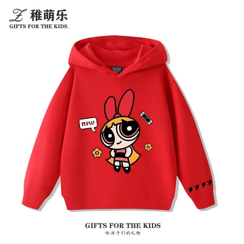 Cute Cartoon Girl Print Kids' Hooded Sweatshirt – Soft, Loose-Fit Pullover for Autumn & Winter – Warm, Casual Top for Boys and Girls
