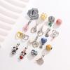 Panjia White Copper Silver-plated Pendant Pink Five-leaf Petals Gold Rose Beaded DIY Bracelet Accessories Fashion