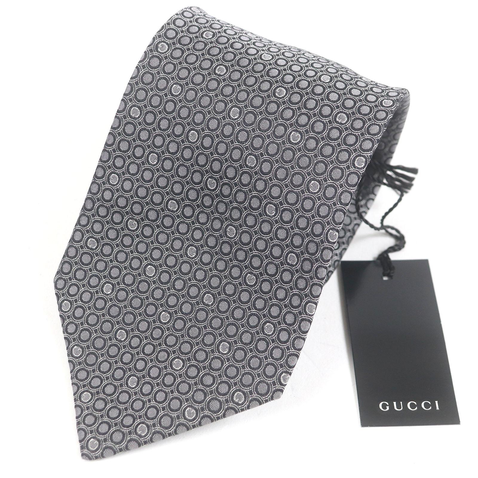 

Pristine GUCCI tie G logo dot all-over print wide tie gray silk mens Used