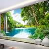 Green Mountain Waterfall 3d Wall Mural Nature Landscape Wallpaper Living Room Bedroom Home Decor Wall Paper