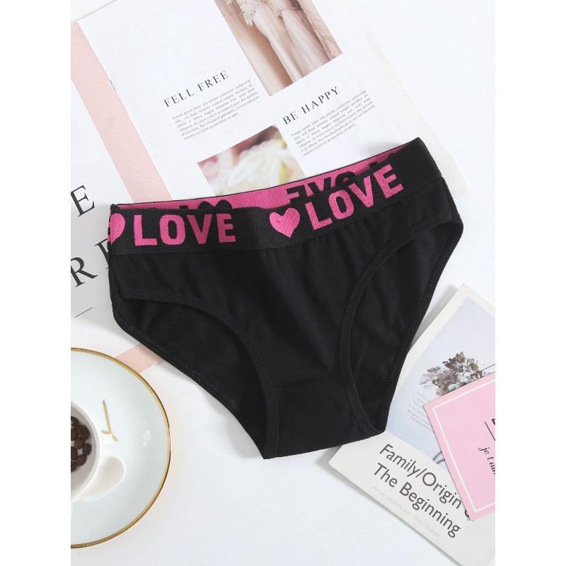 Ladies Spring and Summer Simple Love Comfortable Breathable Sports Waist Triangle Briefs