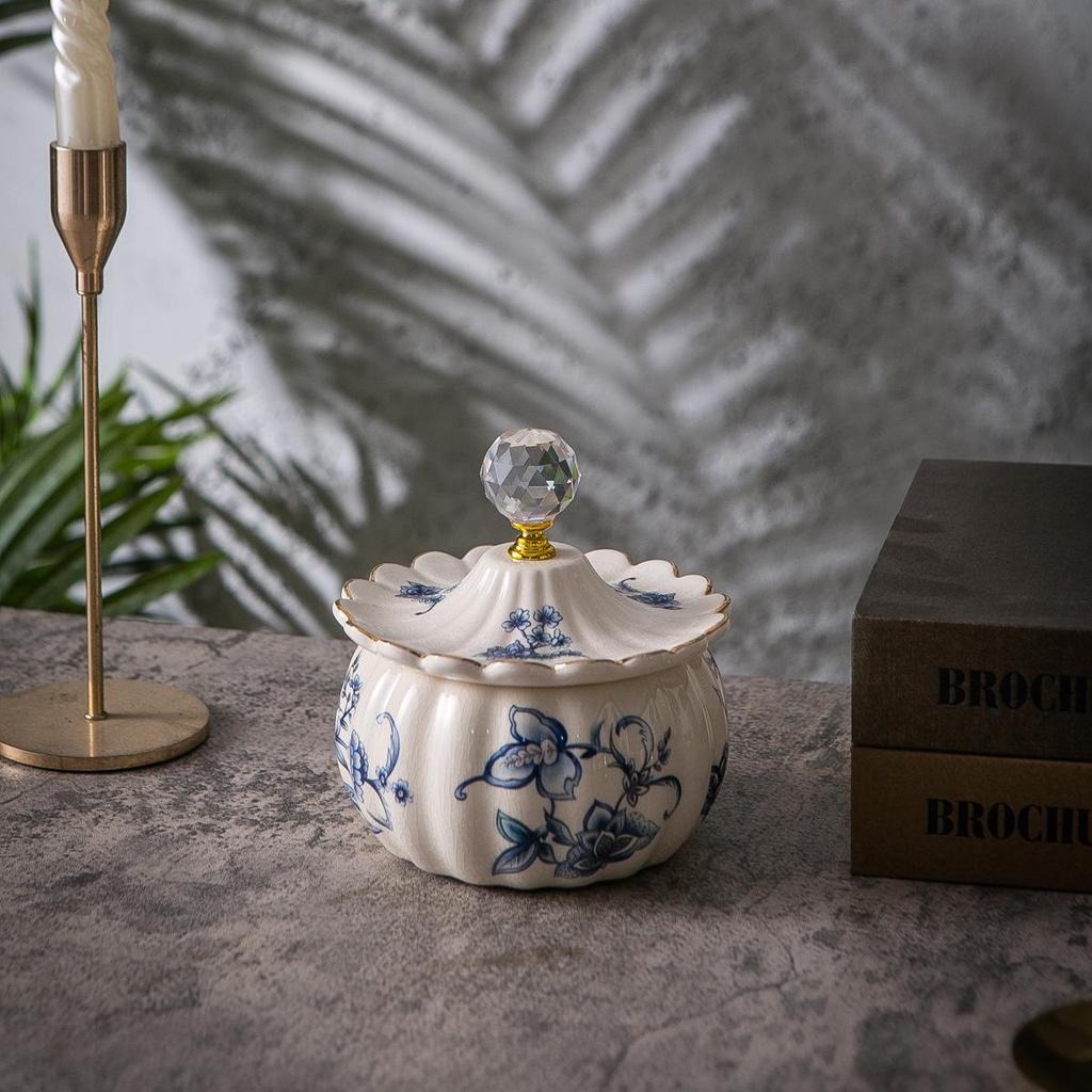 American Retro Ceramic Pumpkin Jewelry Box - Creative European Style Ornament