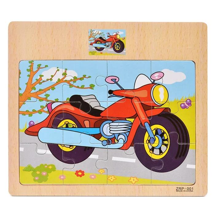 1pc Wooden Jigsaw Puzzle Kids Cartoon Animals Traffic Car Puzzles Game Kids Montessori Educational Toys for Children