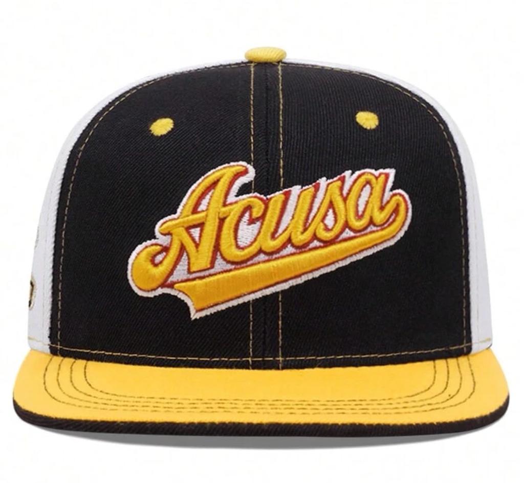 Sproutsy Men's Snapback Baseball Cap, Casual Streetwear Flat Cap, Acusa (Yellow)