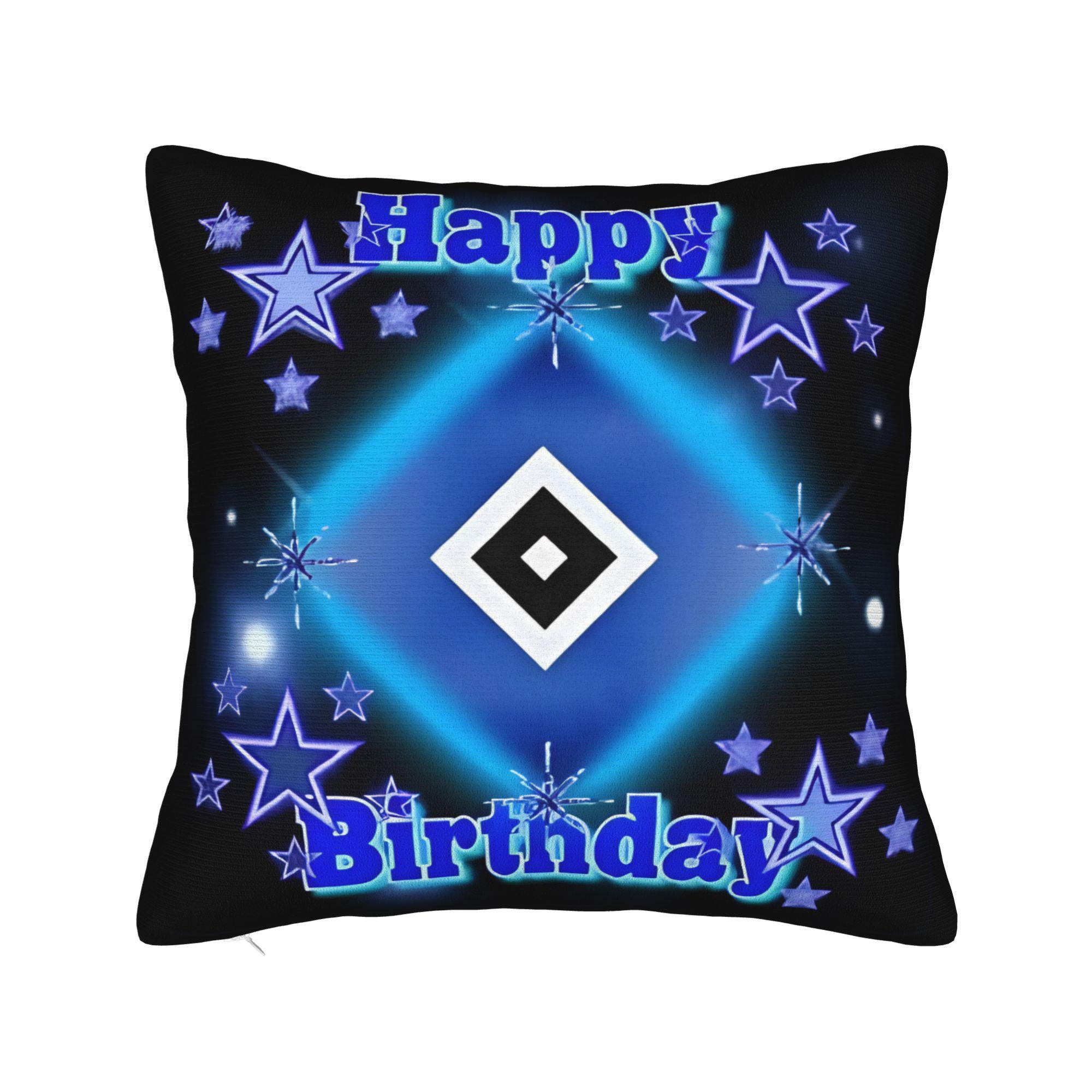 Housse de coussin carrée HSV Hamburger Sportverein à carreaux Housse de coussin Club de football Fermeture éclair décorative vintage Housse de coussin pour la maison 18 50x50cm