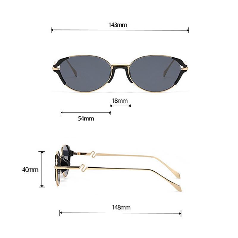 Xiaomi Women Retro Oval Metal Sunglasses UV400 Hollow Curved Temple Fashion Shades For Party Travel Street Photo 2541