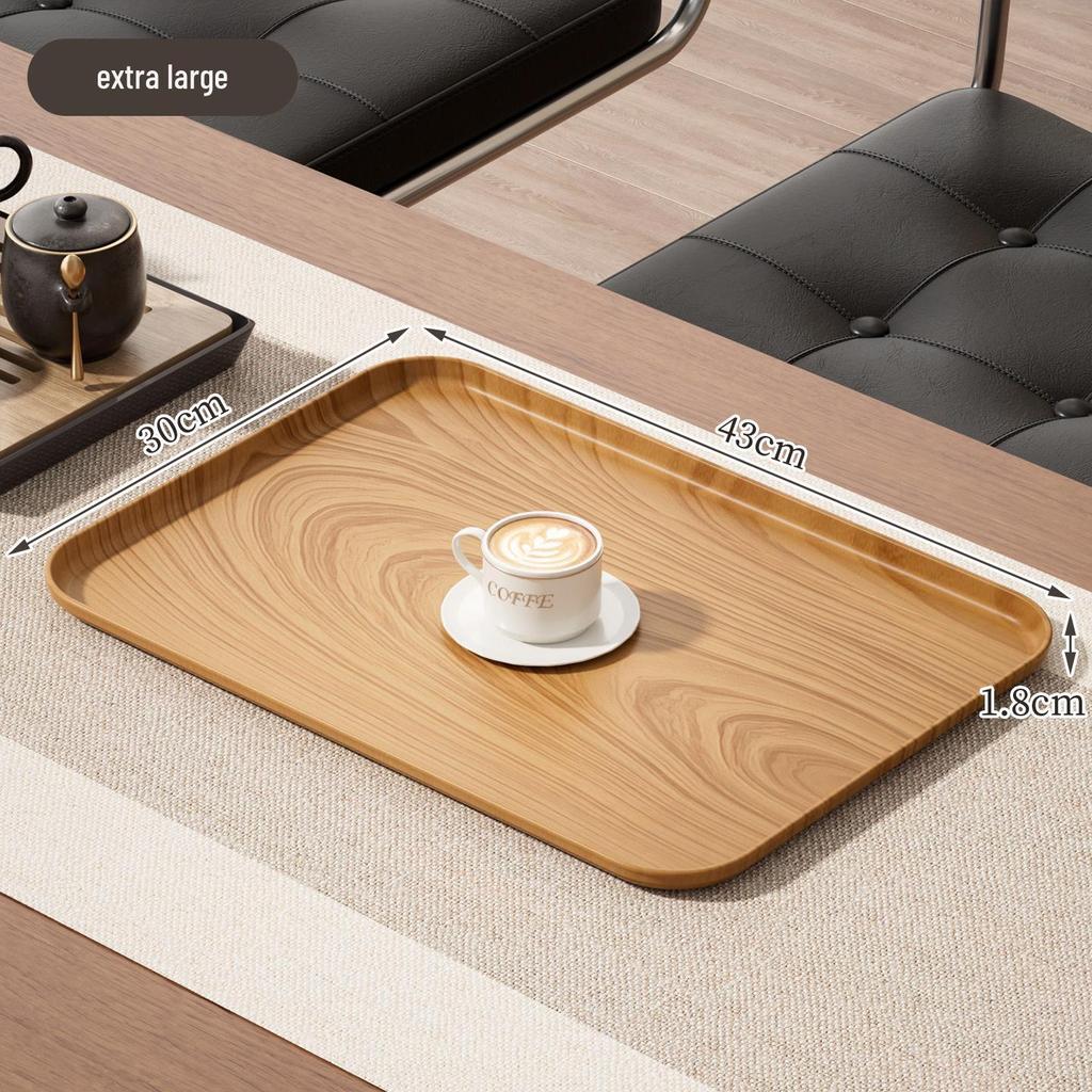 Imitation Wood Grain Rectangular Tea Tray for Water Cups and Dessert Plates