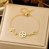 3PCS Titanium Steel Non fading Clover Necklace Bracelet Earring Set