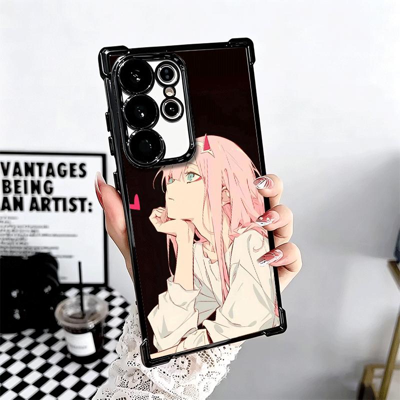 Zero Two 02 Kawaii Niedliche Galvanisierte Handyhülle Für Samsung Galaxy S24 S25 FE S26 Edge S23 Ultra S22 S21 Plus S20 Anti-Fall Airbag C