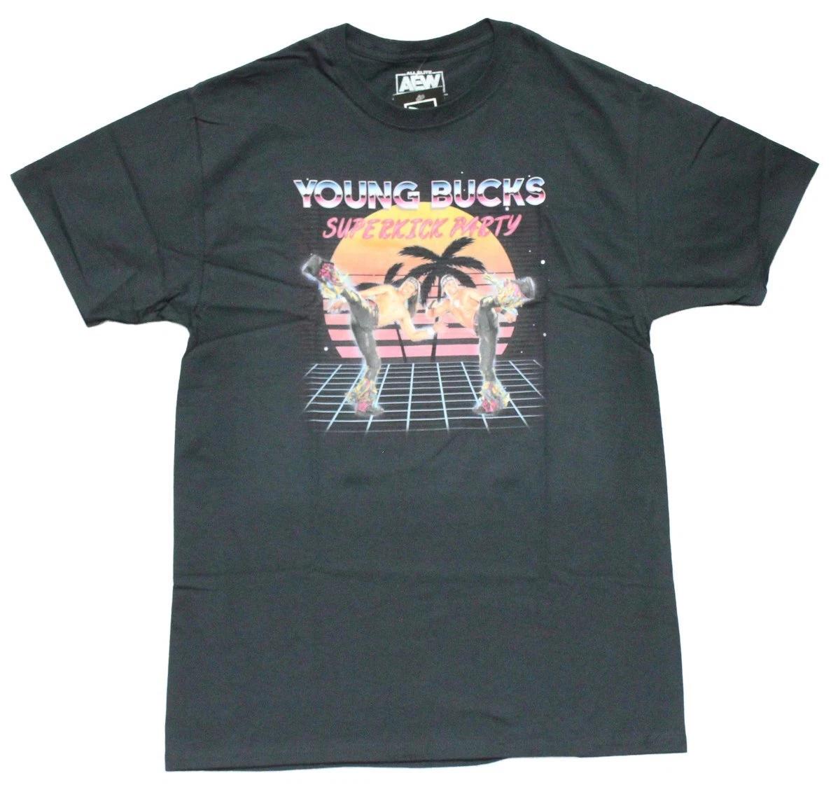 All Elite Wrestling New Adult T-Shirt - AEW Young Bucks Superkick Party XS