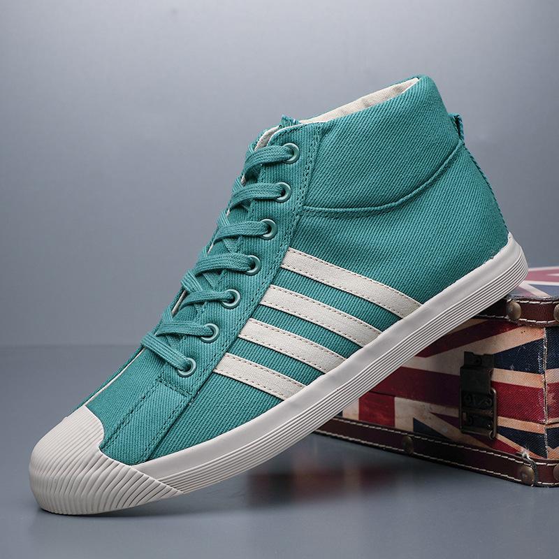 

Дышащие мужские высокие парусиновые ботинки весна/лето базовая повседневная обувь молодежная трендовая обувь среднего берца дизайнерская обувь 44 небесно-голубой