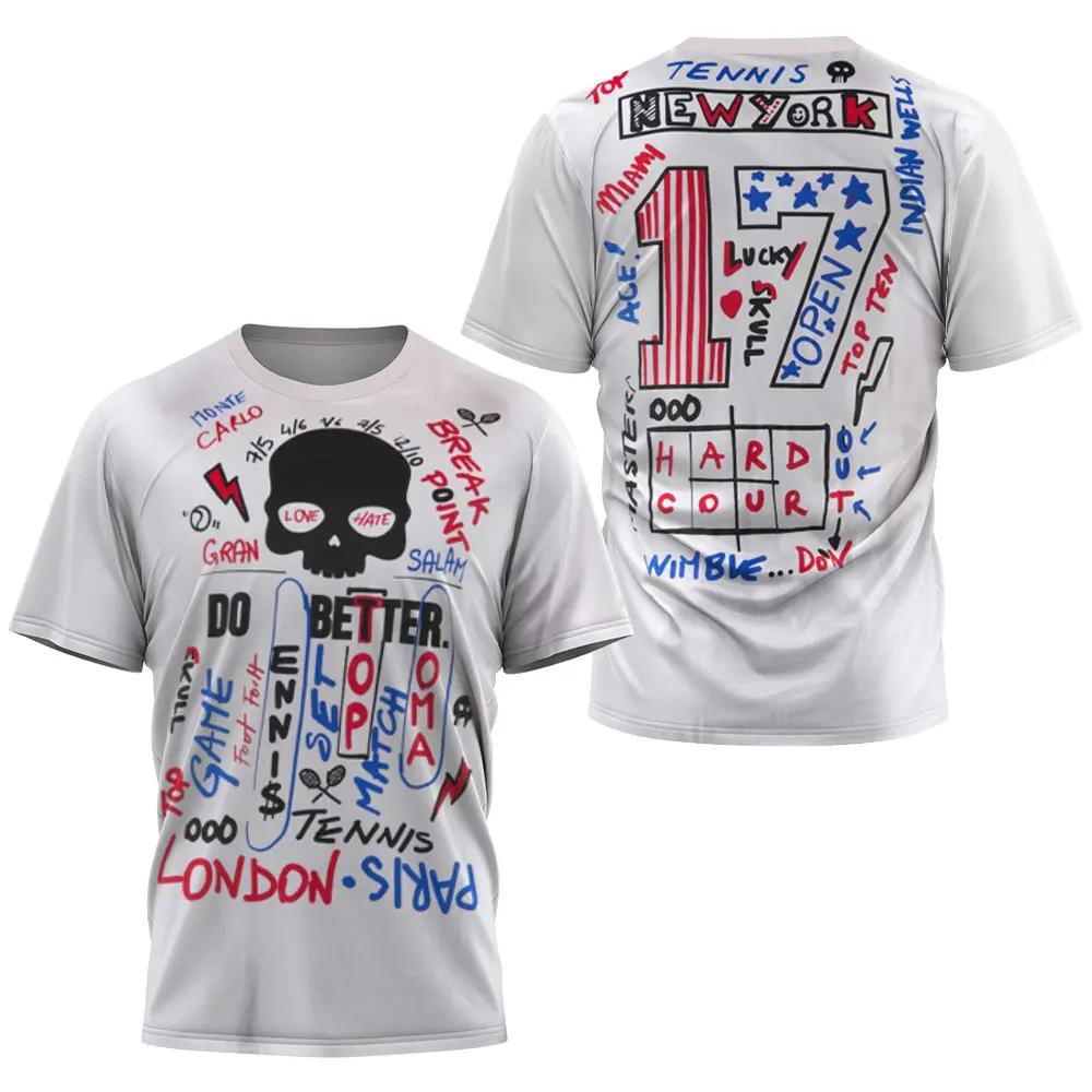 

Быстросохнущая футболка с черепом City Padel, высококачественная впитывающая влагу теннисная тренировочная футболка, одежда, новая летняя мужская свободная спортивная футболка L