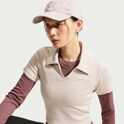 Nike Polo Shirts Women's Beige Lapel Moderate