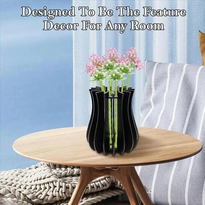 Wooden Vase Kit For Roses/Cherry/Blossom/Sunflower, For Botanical Collection, Stylish Home Vase Table Decoration Puzzle Stand