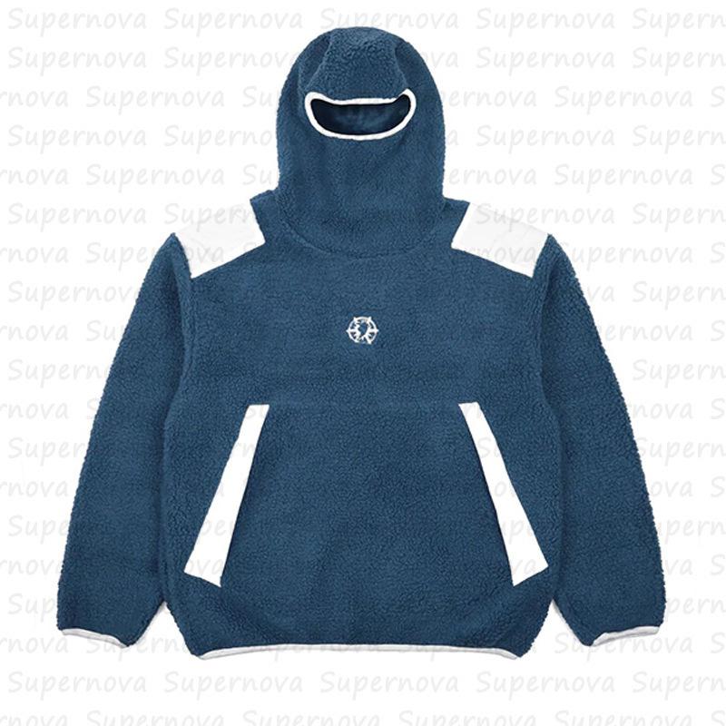 European and American men's solid color thick warm hooded loose hoodie