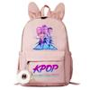 Kids Rabbit Ear Backpack Girls Kpop Zoey Mira Rumi Rumi Mira Zoey Printed Student School Bag