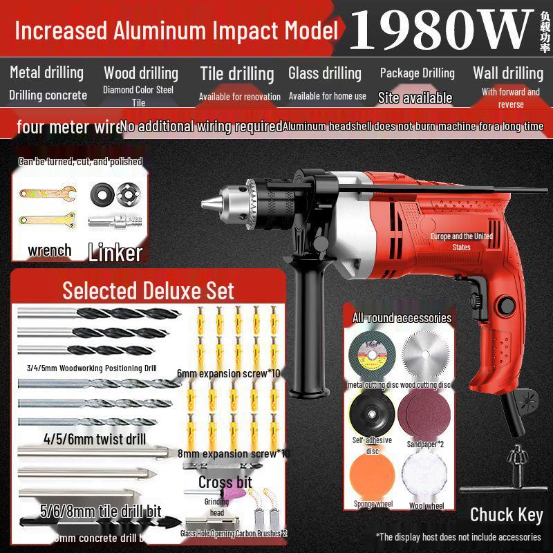 High-Power Variable Speed Impact Drill & Rotary Hammer Electric Screwdriver