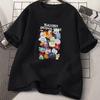 Summer Round Neck Letter Cartoon Pattern Printed Top Fashionable Casual Short Sleeved Men's and Women's Universal Pure Cotton T-shirts