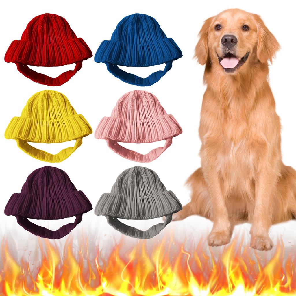 Knitted Winter Dog Hat with Ear Holes Cozy Knit Warm Pet Hat Soft Headwear for Chihuahua French Bulldog Cats Small Pets