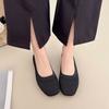 Fashion Knit Flats Autumn New Square Toe Shallow Mesh Breathable Soft Sole Non-Slip Sneakers
