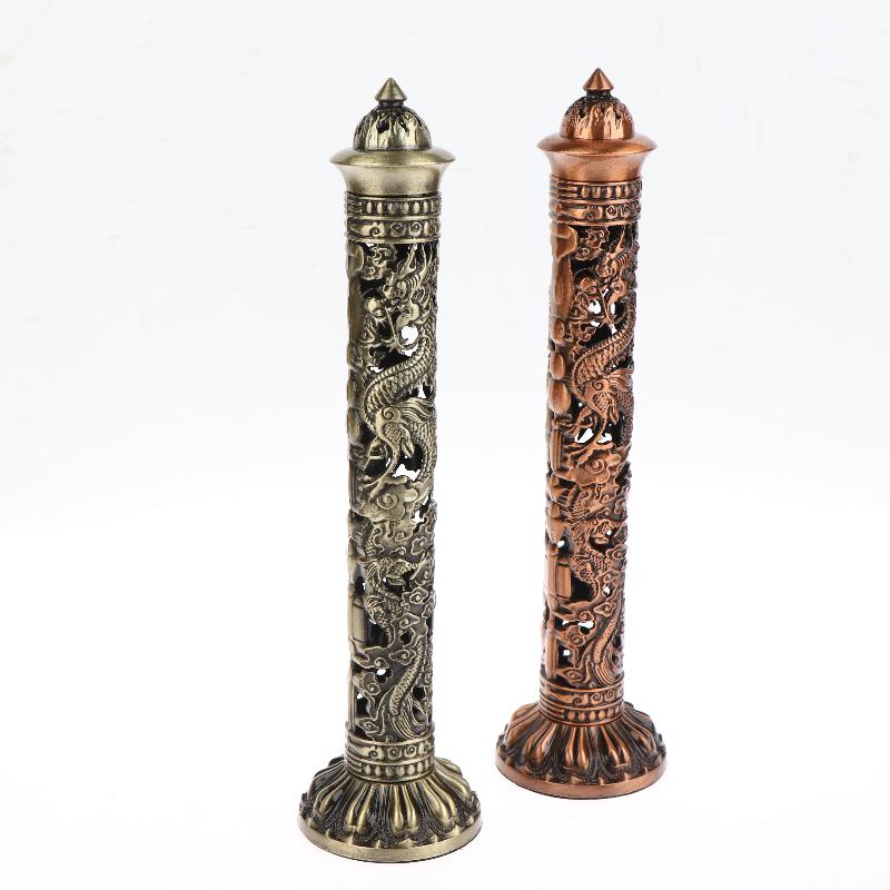 Retro vertikální kadidlo, Buddha, srdce, sútra, drak, fénix, sloup, kovová vonná tyčinka, domácí kancelář, obřadní dekorace