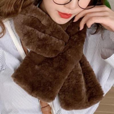Sciarpa Invernale da Donna in Pelliccia Tinta Unita a Croce Versione Coreana Ispessita Morbida Peluche Colletto per il Collo Sciarpa di Natale