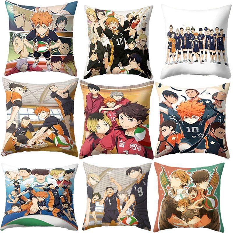 Luxurious Peach Velvet Haikyuu Shoyo Hinata Pillow Protector With Anime Pattern Design