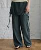 SINOON Drawstring Layered Skirt Pants (Deep Gray)