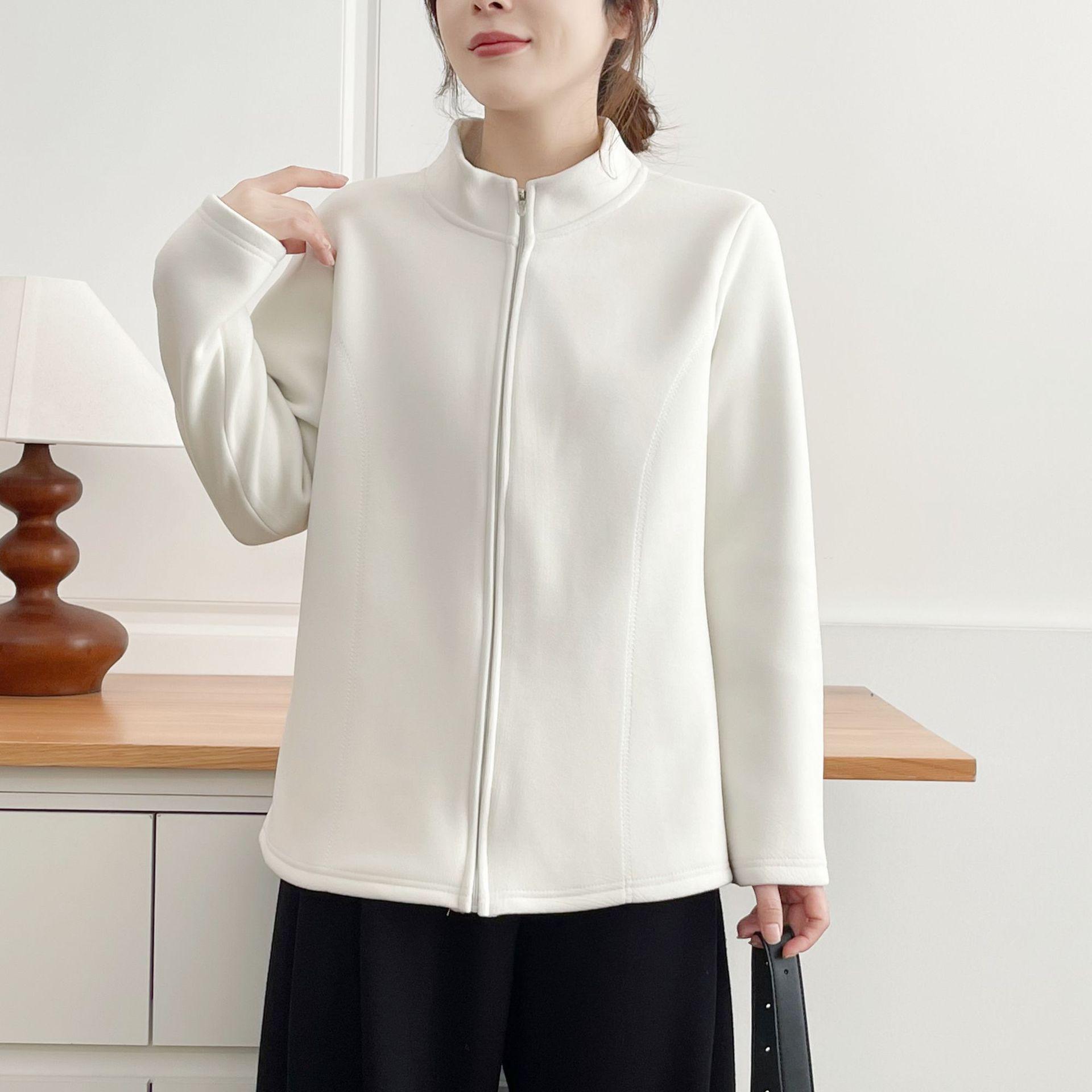 

2025 Autumn Plus Size Women s Warm Fleece Cardigan Jacket 2XL бежевый