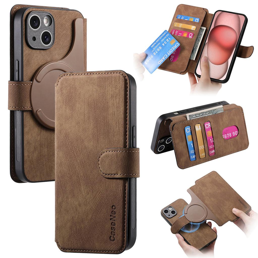 CASENEO MW-03 For iPhone 14 Plus Case with Detachable Wallet Leather+TPU Phone Cover