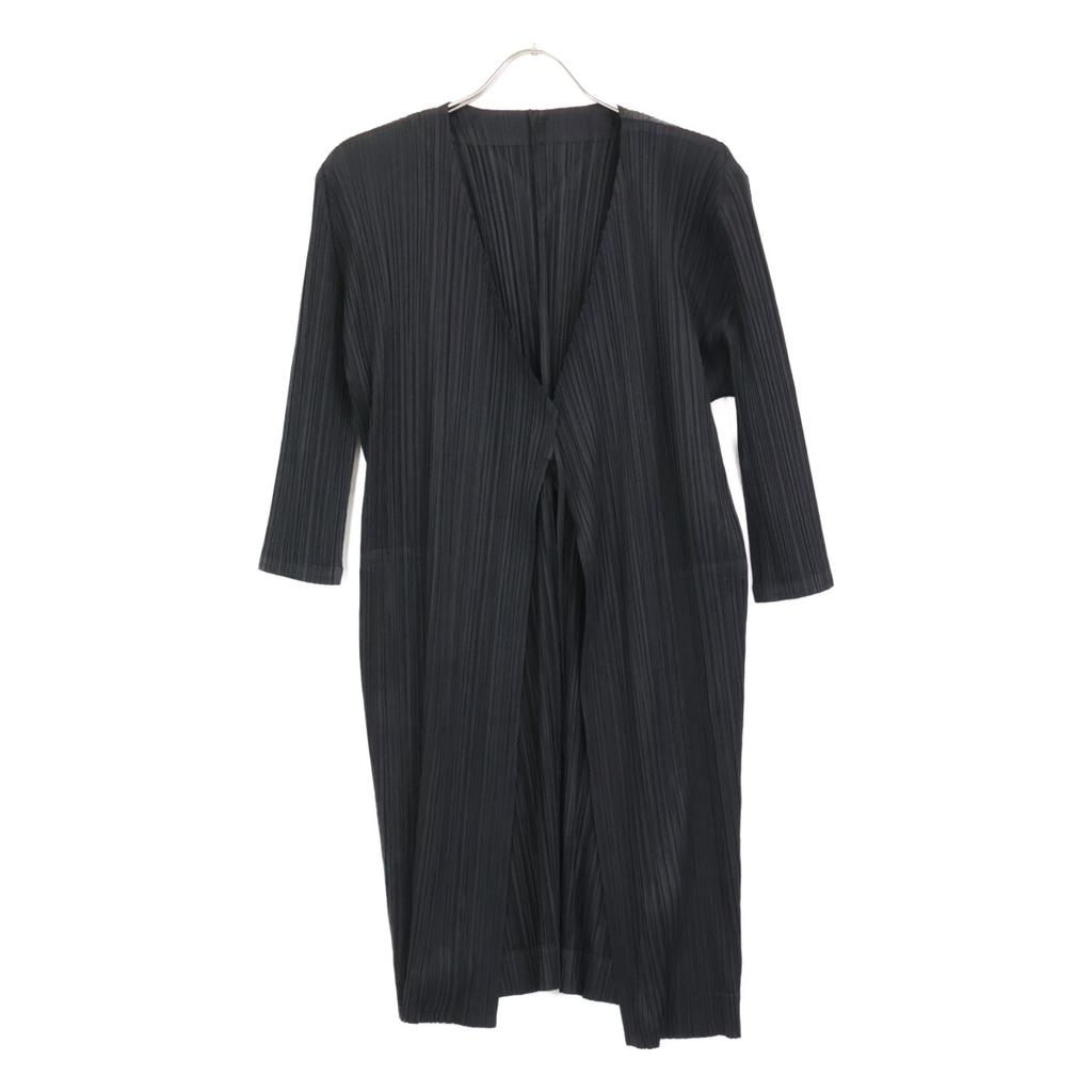 PLEATS PLEASE 18Stainless Steel PP81-JA642 Black Long Pleated Cardigan tops 2 blackUsed